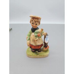 Vintage Arnart 5th Ave Hand Painted Figurine Girl With Corn Erich 18541 Signed